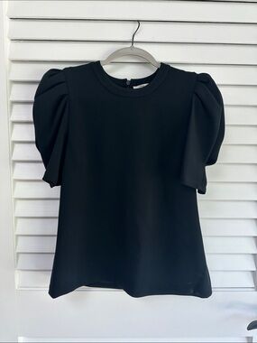A.L.C. Black Puff Sleeve Crewneck Blouse